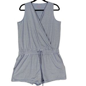 Vineyard Vines Sleeveless Blue White Striped Sankaty Romper Cover-Up - Sz M